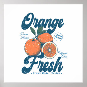 Vintage Orange Fresh California Citrus Kitchen Poster