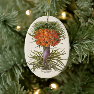 Vintage Orange Fritillaria Flowers Basilius Besler Ceramic Ornament