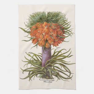 Vintage Orange Fritillaria Flowers Basilius Besler Kitchen Towel