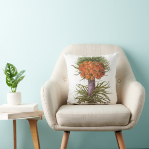 Vintage Orange Fritillaria Flowers Basilius Besler Throw Pillow