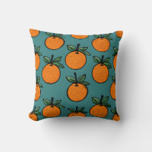 Vintage Orange Fruit Pattern Throw Pillow