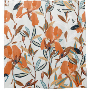 Vintage Orange Iris Floral Pattern