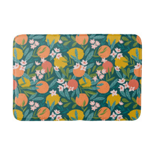 Vintage Orange & Lemon Blossom Pattern Bath Mat