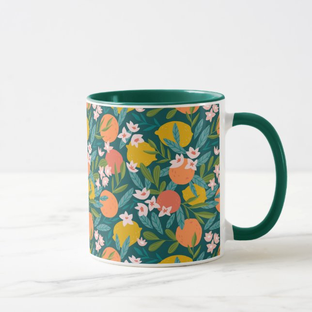 Vintage Orange & Lemon Blossom Pattern Mug (Right)