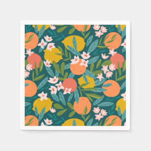 Vintage Orange & Lemon Blossom Pattern Napkin