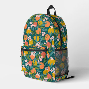 Vintage Orange & Lemon Blossom Pattern Printed Backpack