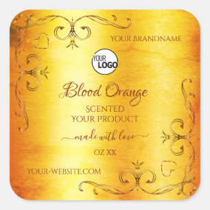 Vintage Orange Marble Ornate Product Labels Logo