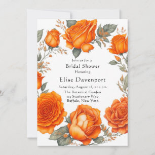 Vintage Orange Peonies Bridal Shower Invitation