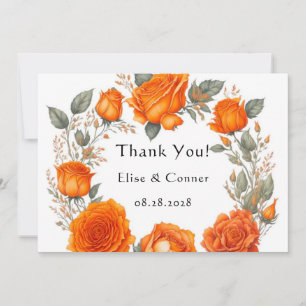 Vintage Orange Peonies Mariage Merci Cartes