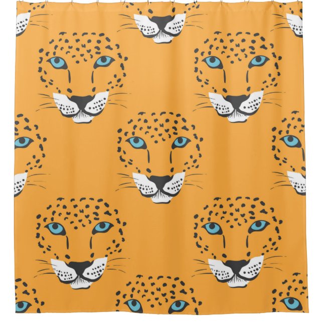 vintage orange seamless pattern with leopard heads (Front)