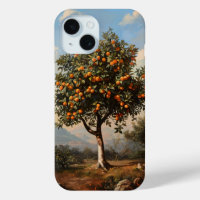 Vintage Orange Tree Landscape Painting