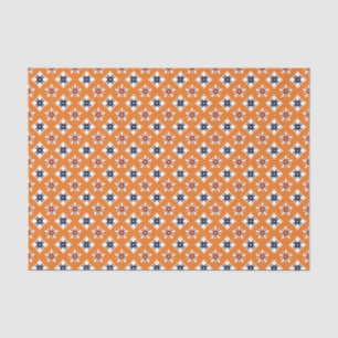 Vintage Orange White Red Katazome Flowers Pattern Tissue Paper