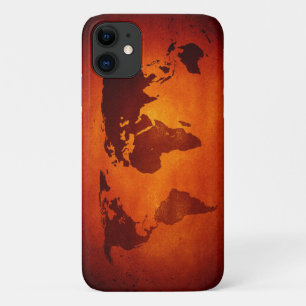 Vintage orange world map iPhone 11 case