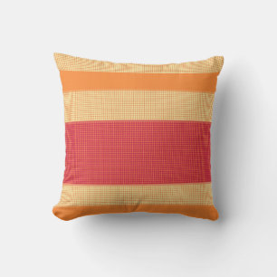 Vintage Orange Yellow Cream Dots Striped Pattern Throw Pillow