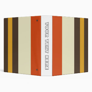 Vintage Orange Yellow Cream Grey Striped Pattern Binder