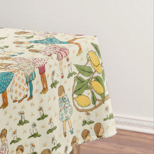 Vintage Oranges & Lemons Nursery Rhyme Pattern Tablecloth