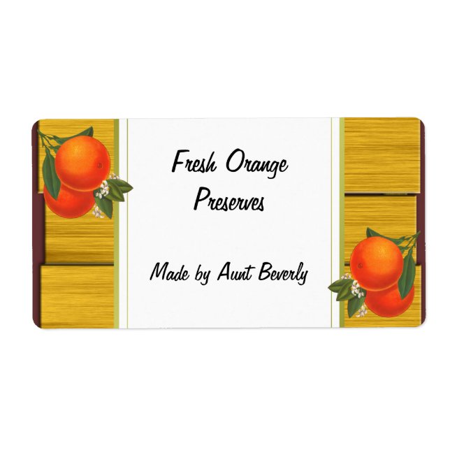 Vintage Oranges Rustic Custom Canning Label (Front)