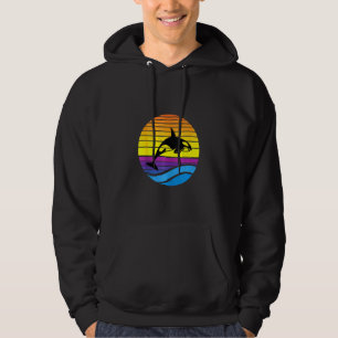 Vintage Orca Sunset Retro Sun Colourful Silhouette Hoodie