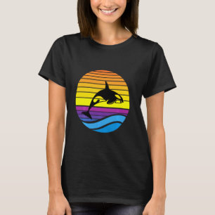 Vintage Orca Sunset Retro Sun Colourful Silhouette T-Shirt