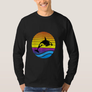 Vintage Orca Sunset Retro Sun Colourful Silhouette T-Shirt