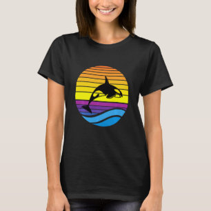 Vintage Orca Sunset Retro Sun Colourful Silhouette T-Shirt