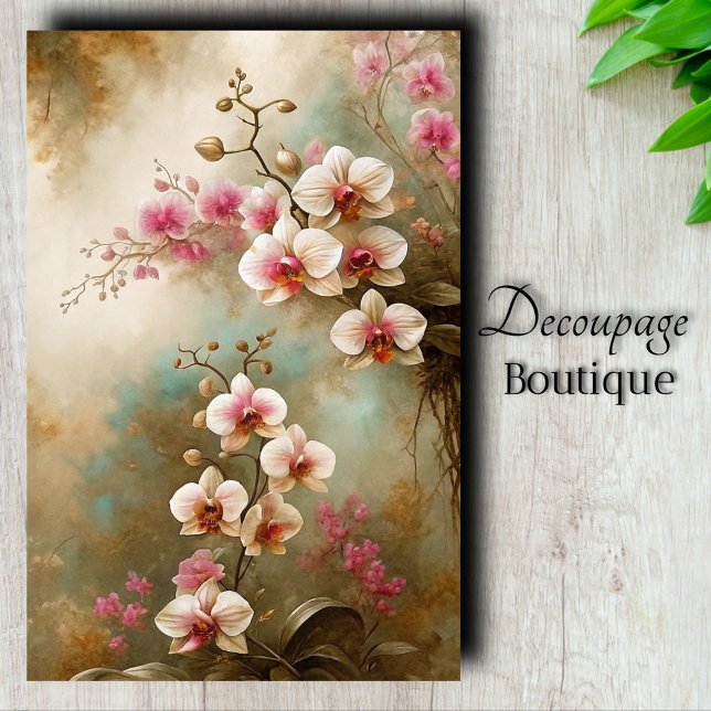 Vintage Orchid Art Decoupage Tissue Paper (Vintage Orchid Art Decoupage Tissue Paper)