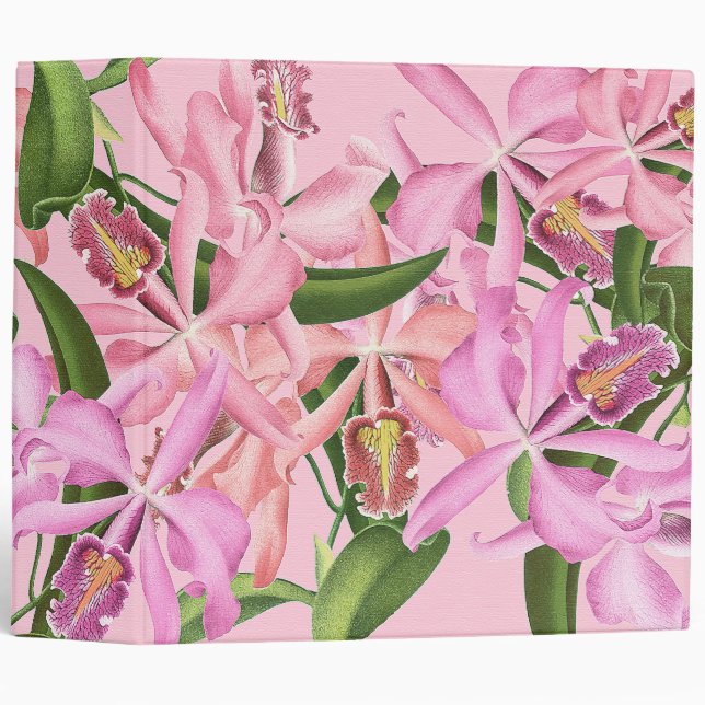 Vintage Orchid Flowers Avery Binder (Front/Spine)
