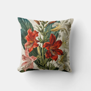 Vintage Orchid flowers  Throw Pillow
