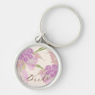 Vintage Orchid Ombré Bow and Bouquet-brides Keychain