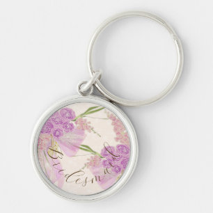 Vintage Orchid Ombré Bow and Bouquet-Bridesmaid Keychain