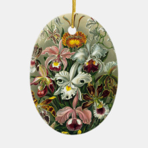 Vintage Orchids Ceramic Ornament