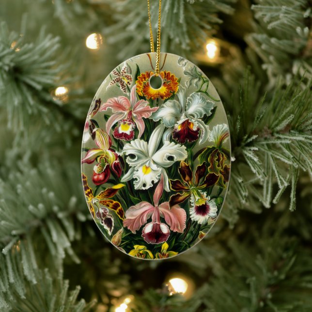 Vintage Orchids Illustration Ceramic Ornament (Tree)