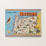 Vintage Oregon Map Jigsaw Puzzle<br><div class="desc">Very retro colourful Oregon State Map repurposed on an 11x14, 252 piece jigsaw puzzle.</div>