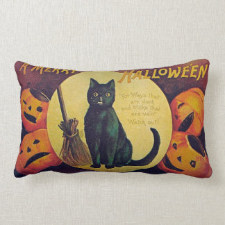 Vintage Oreiller à lancer de chat noir Halloween