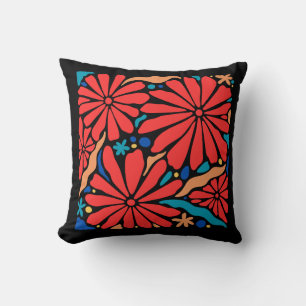 Vintage Organic Buildable Flowers Throw Pillow