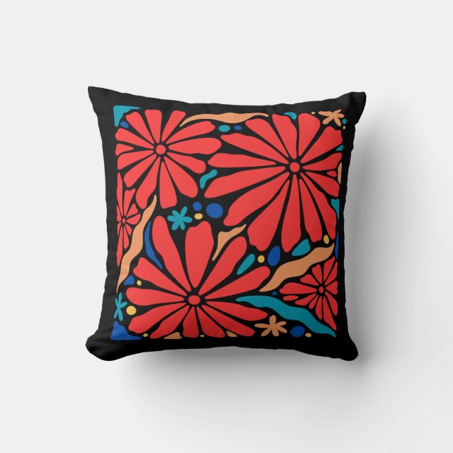 Vintage Organic Buildable Flowers Throw Pillow (Front)