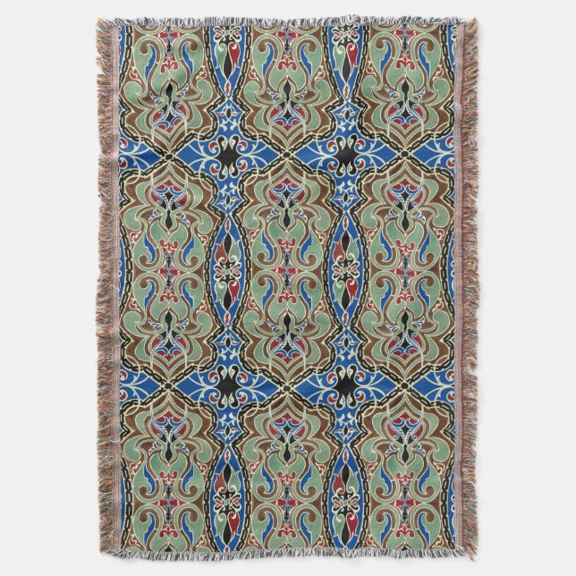 Vintage Oriental Arabian Pattern Throw Blanket (Front Vertical)