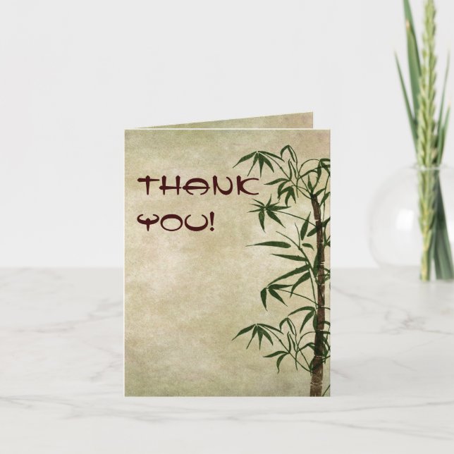 Vintage Oriental Bamboo 1 Thank You Card (Front)