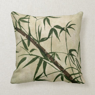 Vintage Oriental Bamboo 1 Throw Pillow