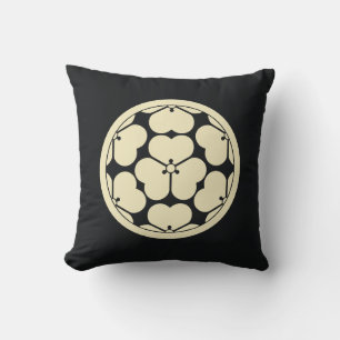 Vintage Oriental Pale Yellow Chosokabe Japan Mon Throw Pillow