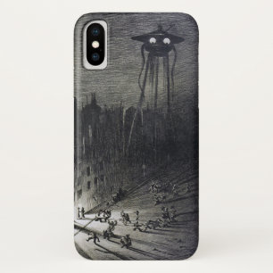 Vintage original alien invasion Sci fi black grey Case-Mate iPhone Case