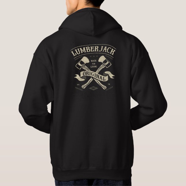 Vintage Original Lumberjack Crossed Axes Hoodie (Back)