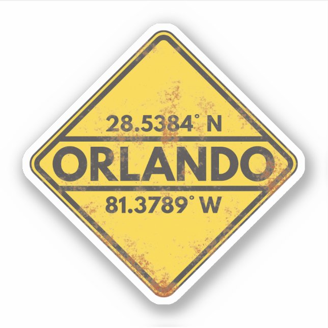 Vintage Orlando Coordinates Rusty Metal Sign (Front)