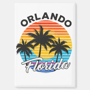 Vintage “Orlando Florida”–Retro Sunset and Palm Magnet