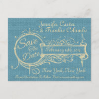 Vintage Ornament and Burlap Save The Date