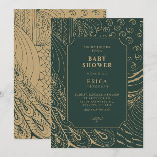 Vintage ornament art baby shower invitation