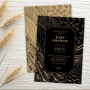 Vintage ornament art baby shower invitation