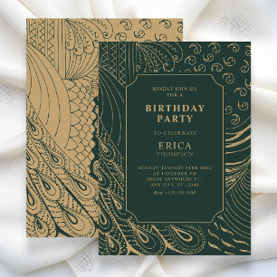 Vintage ornament art birthday invitation