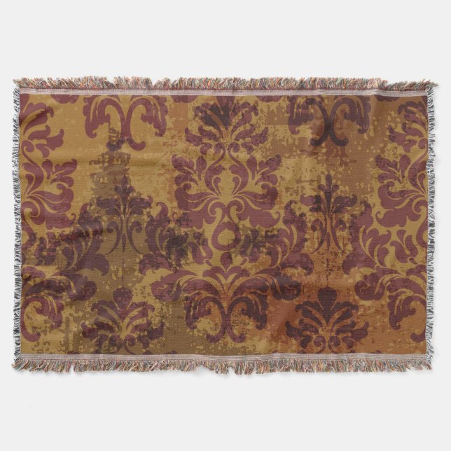Vintage ornament, baroque rococo texture. throw blanket (Front)