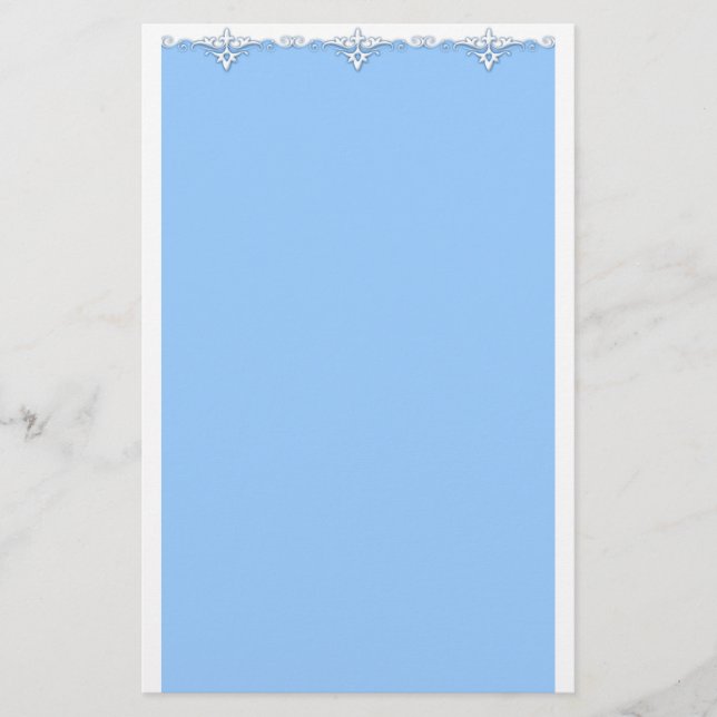 Vintage ornament border light blue stationery (Front)